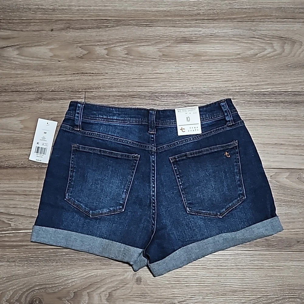 true craft Denim Mid-Rise Shorty Stretch Blue Jean Shorts 3" Inseam Women's 10 - Picture 2 of 16